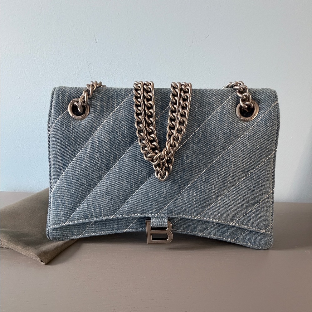 Balenciaga Denim silver Chain Shoulder Bag